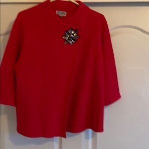 NWT red type jacket sweater coat button at neck